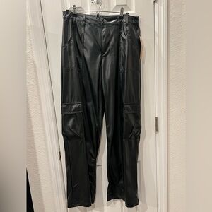 Size large NYC Black Cargo Pants with Glossy Finish